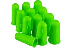 AUSWAUR Finger Protectors,12 Pieces, Silicone Finger Protectors, 3 Sizes Rubber Fingers Thimble Protectors Guard Tips Caps Pads Cover for Hot Glue Gun | Embroidery | Sewing | Cutting| Sorting Task - Green
