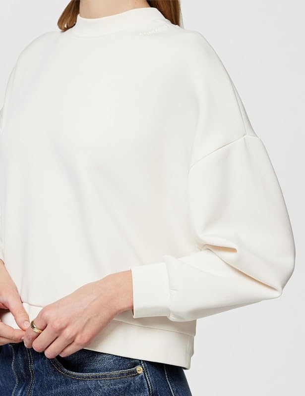 Sudadera de Manga Larga para Mujer, con Logotipo de Letras, Ajuste Relajado, Color Blanco, M, ISO, M