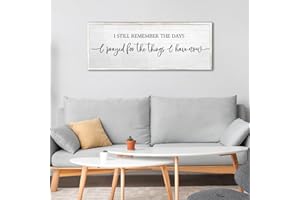 TQIANJIANG I Still Remember The Days I Prayed Sign Wall Decor 40''×15'' Rustic Large Wooden Framed For Family Living Room Vintage Farmhouse Inspirational Home Wall Art Hanging Decoration (White)