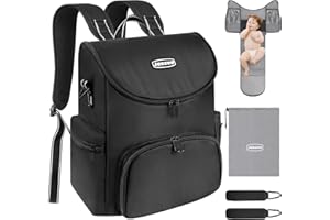 Jozzve Diaper Bag Backpack, baby bag for mom Multifunctional Portable Baby Travel Bags Baby Bag with Changing Pad (Black)