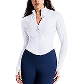 QUEENIEKE Women's Slim Fit Workout Jackets - Zip Up Athletic Running Jacket with Color-blocked Mesh & Thumb Holes