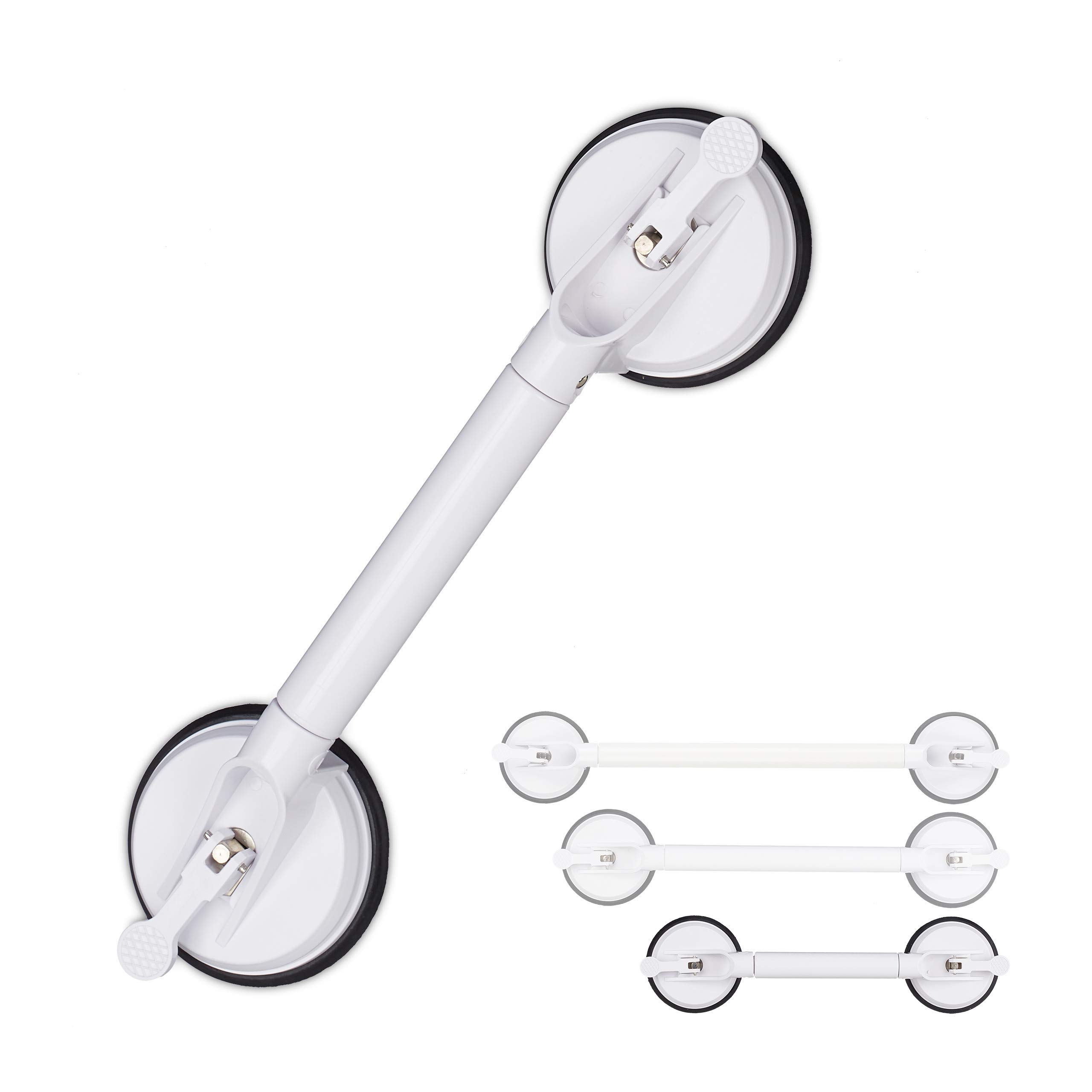 Relaxdays Extendable Suction Grab Handle, Bathroom Rail for Bath & Shower, 70 kg, for The Elderly, 45-57.5 cm, White
