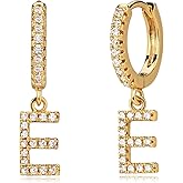 MYEARS Women Huggie Hoop Earrings Gold Initial A-Z Dangle Drop Cubic Zirconia 14K Gold Filled Small Simple Hypoallergenic Personalized Jewelry - 26 Letters