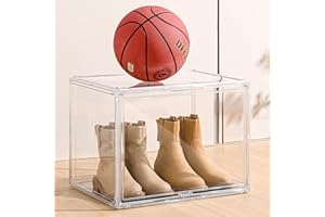VGLXTRNT XXX-Large Clear Display Case 17.7" x 13" x 13" Extra Large Display Organizer Box with Magnetic Door, Stackable Acrylic Storage Bin for Boots, Shoes, Collectibles, Bags, Figures
