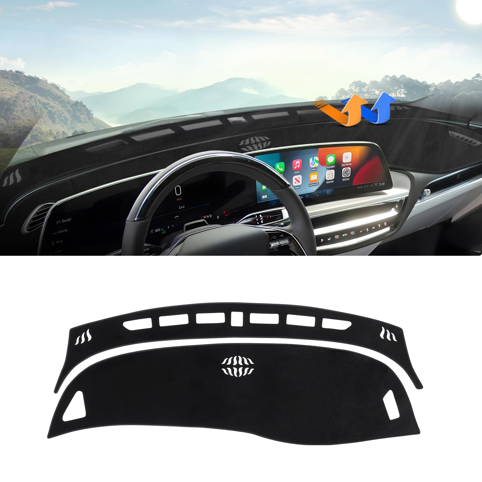 Photo 1 of Autorder Dashboard Cover Mat for Cadillac Lyriq 2023 2024 2025 Accessories Dash Cover Upgrade Velvet Dash Mat Sunshade Glare UV Rays Protector