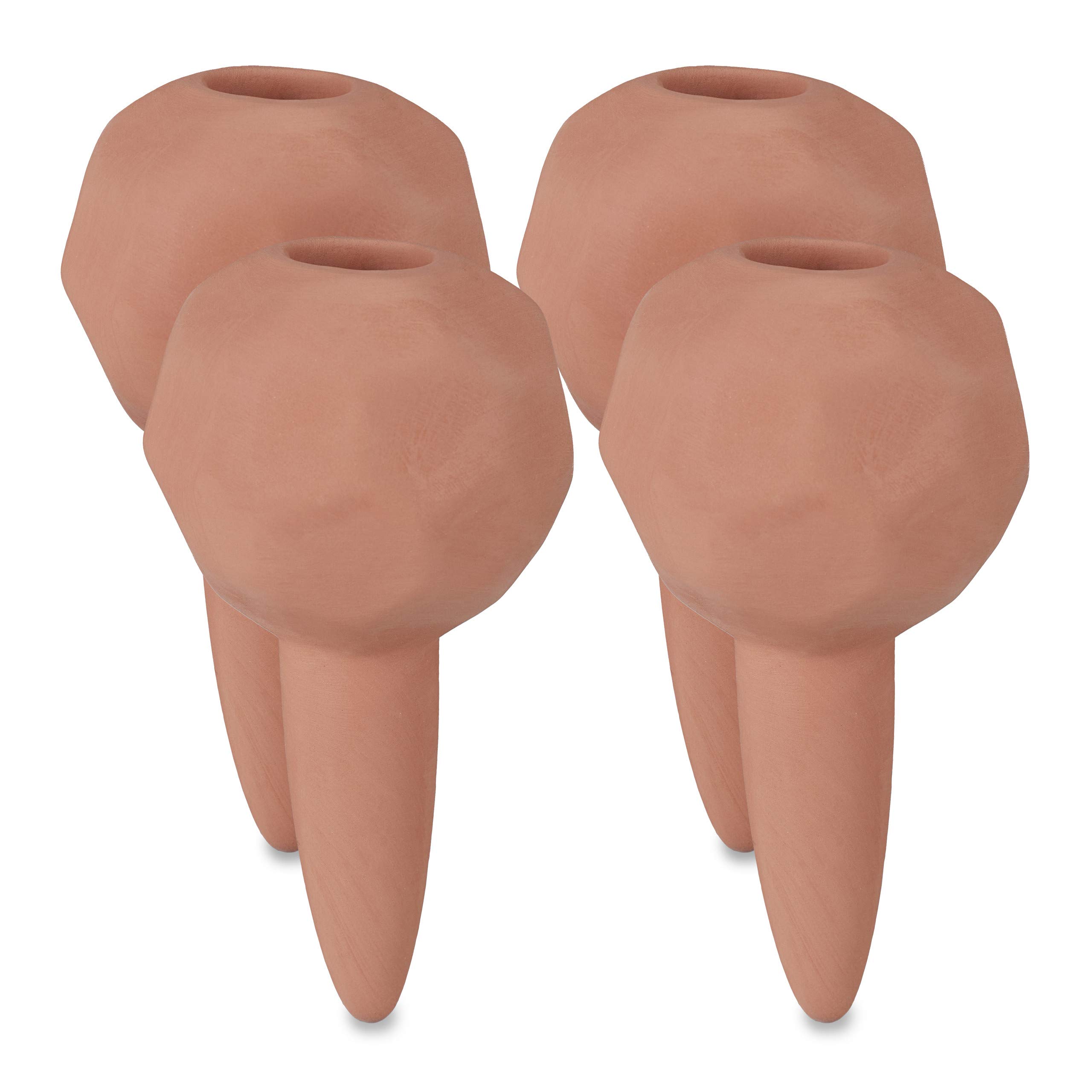 Relaxdays watering globes, plant waterers, set of 4 water spikes, Ø 6cm, garden self-watering system, terracotta