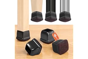 GAGUIUP 16PCS Square Chair Leg Floor Protectors, Felt Furniture Pads for Hardwood Floors, Black Silicone Chair Covers, Large Floor Protectors for Furniture Legs, No Scratches and Noise(Fit:1.1"-1.45")