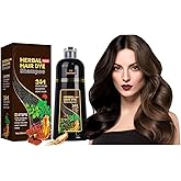 Gemtoy 500ML Dark Brown Hair Dye Shampoo 3 in 1 for Grey Hair Coverage, Long Lasting - Natural Color, Instant Hair Colour Sha