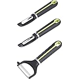 Amazon Basics 3-Piece Peeler Set, Soft Grip Handle, Black/Green