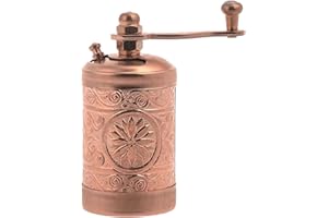 LaModaHome Rose Gold Manual Hand Grinder Mill for Turkish Greek Arabic Coffee Beans & Spice Pepper Salt, Brass