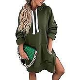 PRETTYGARDEN Sweatshirt for Women 2026 Fall Oversized Pullover Long Sleeve Casual Hoodie Dress Kangaroo Pocket Winter Clothes