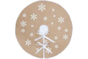 N&T NIETING Round Snowflake Santa Claus Christmas Holiday Burlap Tree Skirt, 36 inches