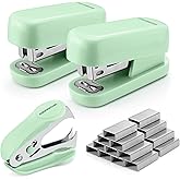 WORKPRO Small Stapler with Staples, Mini Green Stapler Set for Desk | Two Mini Staplers, One Staple Remover, 2000 Standard Staples - Cute Staplers with Non-Slip Base, Lock Design, Portable