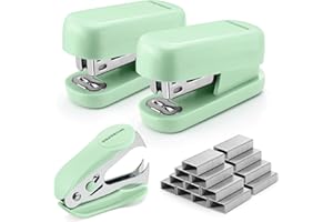 WORKPRO Small Stapler with Staples, Green Stapler Set Includes Two Mini Staplers, One Staple Remover, 2000 Standard Staples - Cute Staplers for Desk with Non-Slip Base, Lock Design, Portable