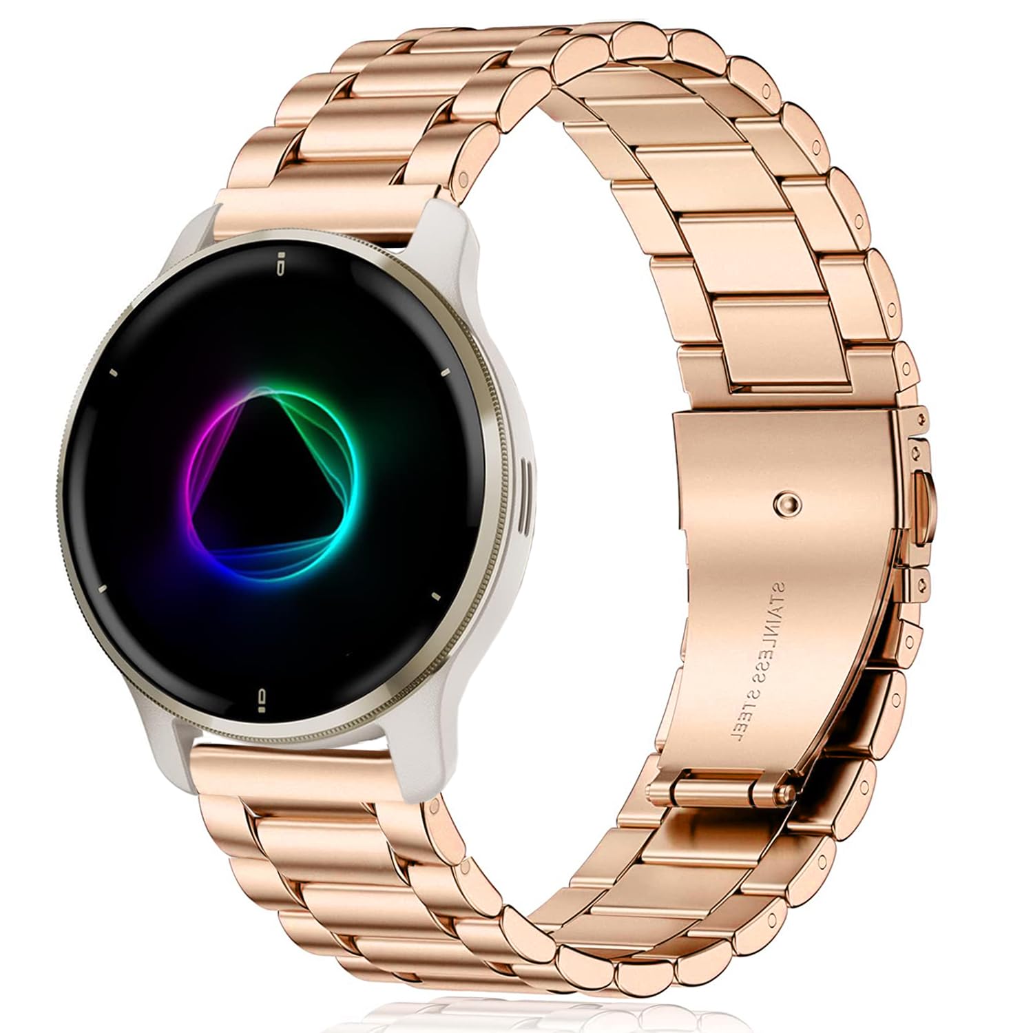 VELULYX Stainless Steel Band for Garmin Venu 2 Plus/Vivoactive 5/Forerunner 55 245 645 - 20mm, Sq 2/Vivomove HR/Venu/Vivoactive 3