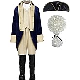 ReliBeauty Washington Costume Boys Hamilton American Colonial Uniform with Wig