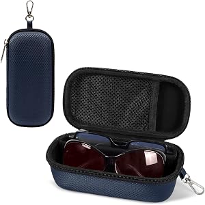 Bukere Double Eyeglasses Case with Adjustable Slots, EVA Hard-shell Travel Dual Glasses Sunglasses Organizer for Men Women