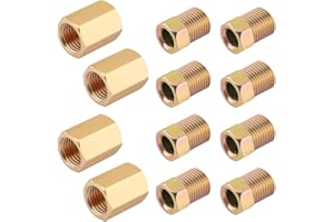 12PCS Brake Line Fittings - 4pcs 3/16 Brake Line Union+8 Nuts Fit for Inverted/Double Flares Brake Line Tube,Brake Line Kit C