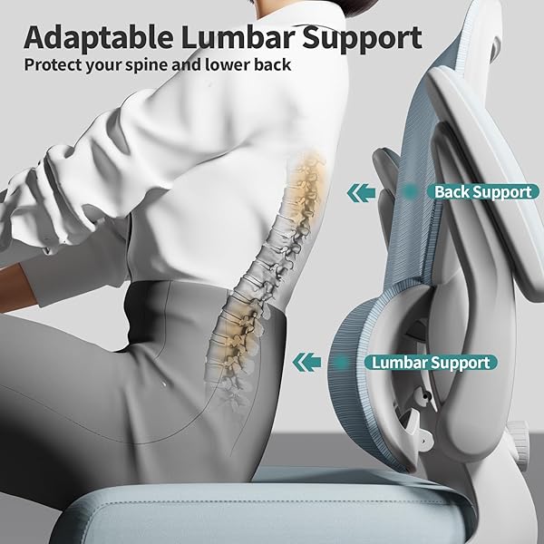 OFFICE CHAIR – ERGONOMIC DESK CHAIR WITH ADJUSTABLE LUMBAR SUPPORT, MESH COMPUTER CHAIR, EXECUTIVE CHAIR FOR HOME OFFICE COMFORTABLE LUMBAR SUPPORT(BLUE)