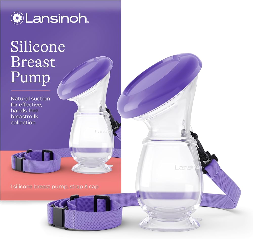 Lansinoh Silicone Manual Breast Pump Collector with Lid and Neck Strap 100ml