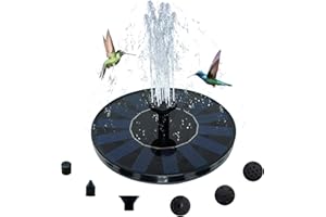 OUISJYER Solar Bird Bath Fountain Pump, 6.3" D Solar Powered Water Fountain with 5 Nozzles, Pump with 7V/1.4W Panel, Removable Filter Box for Bird Bath, Pond, Garden, Patio, Fish Tank