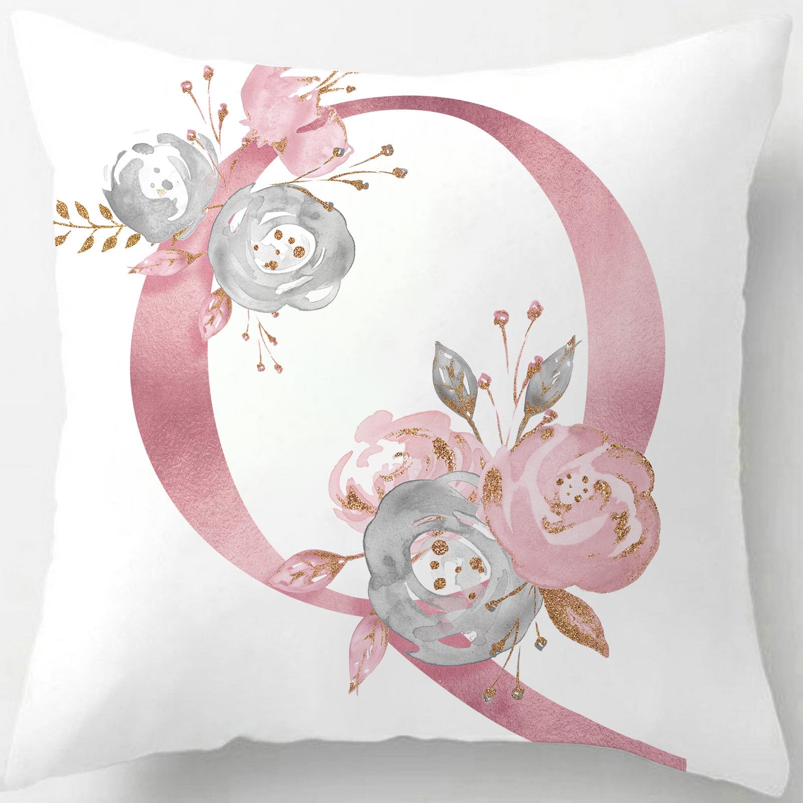Tillskuch Pink Cushion Covers Cute Alphabet Decorative Throw Pillow Cover Square Letter Pillow Protectors for Sofa Couch Bedroom Chair Home Decor 45cm x 45cm(Q)