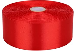 Baocuan 1-1/2 inch Red Satin Ribbon 50 Yards Solid Fabric Ribbons Roll for Wedding Invitations, Bridal Bouquets, Sewing, Party Decorations, Gift Wrapping and More