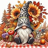 Ekuxom Gnome Diamond Art Kits for Adults, Fall Diamond Painting Kits for Beginners, 5D DIY Full Round Drill Diamond Dot Painting Gem Art for Craft Gift Home Wall Decor 12 * 12inch
