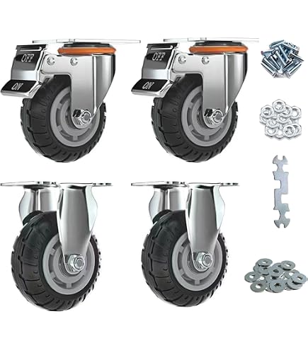 Heavy Duty Industrial Casters 10 Inch Pneumatic Caster Wheels Set (4pcs ...