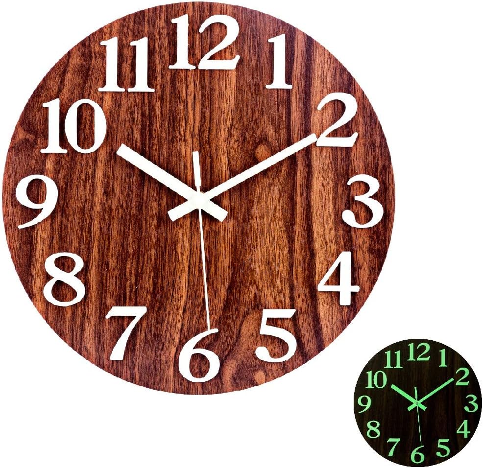 GUOGUO 30cm Luminous Wall Clock Silent NonTicking Fluorescent Night
