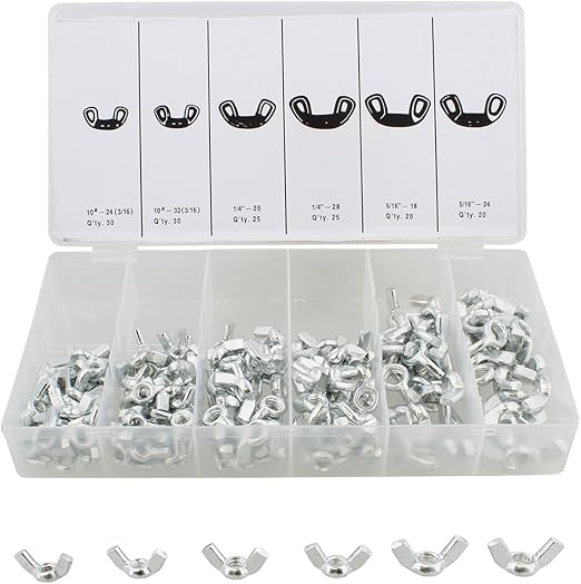 ABN Wing Nut 150Piece Assortment Metric 10mm and Standard SAE 1/4in