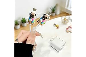 2pcs Acrylic Pug Dog Drinking Cable Protector, Type-C Compatible, Anti-Break Data Cable Cover, Beautiful and Durable Charging