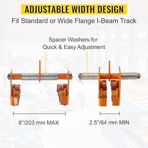 I Beam Trolley Manual Trolley, 2200 Lbs/1 Ton Load Capacity, Push Beam ...