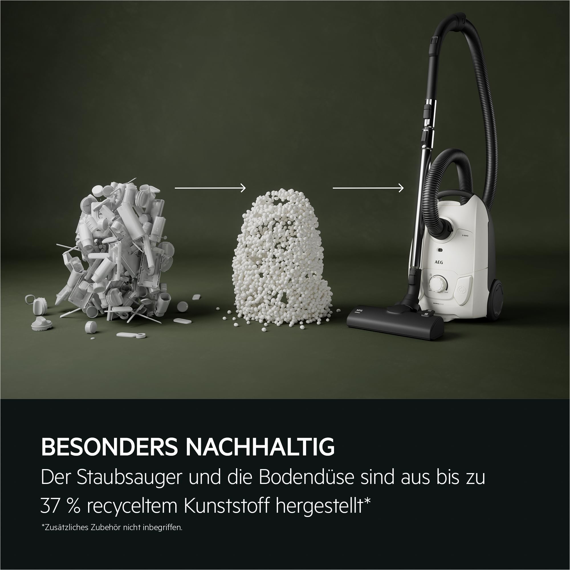 AEG CLEAN 5000 Staubsauger mit Beutel, Hohe Saugleistung, 37 % Recyclingkunststoff, AllFloor Bodendüse mit Klicksystem, 2in1 Multifunktionsdüse, 8,5m Aktionsradius, Waschbarer Hygiene-Filter, AB51C1SW 3