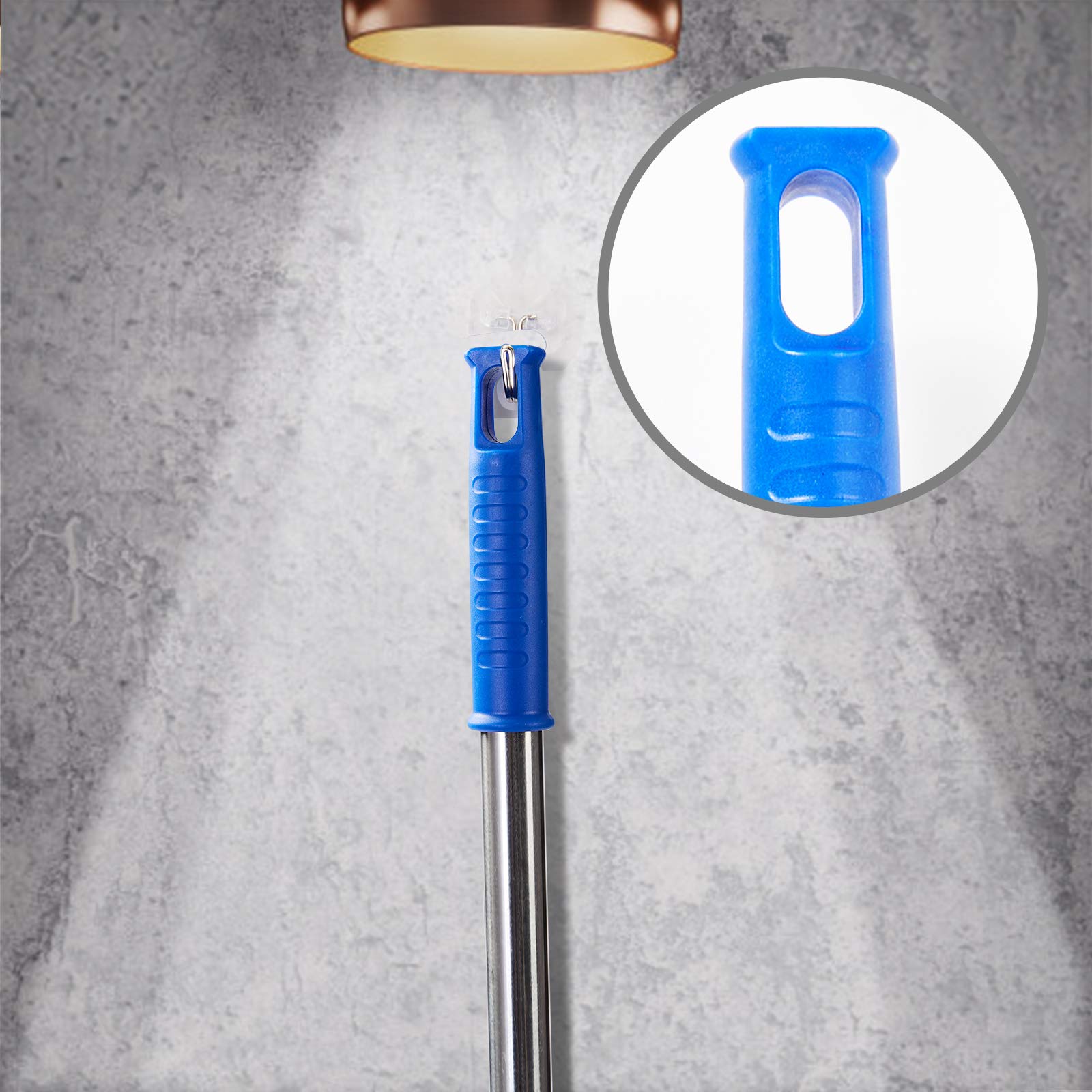 Cobweb Duster with Extension Pole, Washable Cleaning Duster Kit with 2 Duster Heads, Cobweb Duster, Corner Brush, 15-100 Inch Long Aluminum Telescoping Pole for Ceiling Fan (Blue)