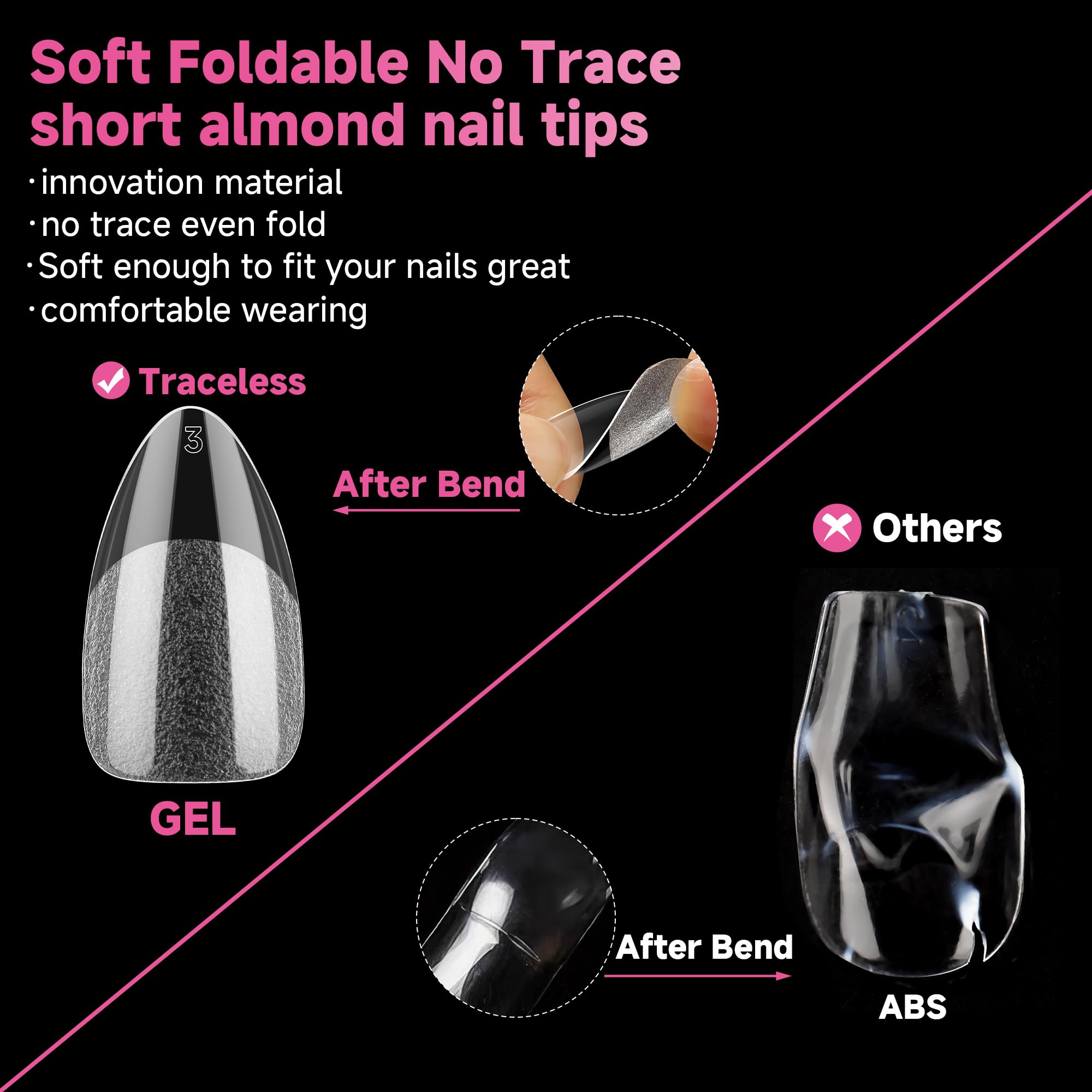 UNA GELLA Short Almond Nail Tips, 312pcs Short Almond Gel Nail Tips Half Matte Press On Nails Clear Acrylic Fake Nails for Full Cover Nails Extension Home DIY Nail Salon 12 Sizes - Image 4