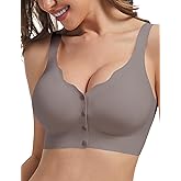 MOEOZLLO Front Closure Bras for Women No Underwire Padded Wireless Comfort Full Coverage Bra Seamless Mastectomy Bras