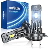 Marsauto M1S H7 130000LM Fanless LED Bulbs 6000K Cool White, 2-pack | 1:1 halogen size, plug &amp; play, silent fanless, 80000hrs, non-glare, error-free, for car truck ATV, IP68