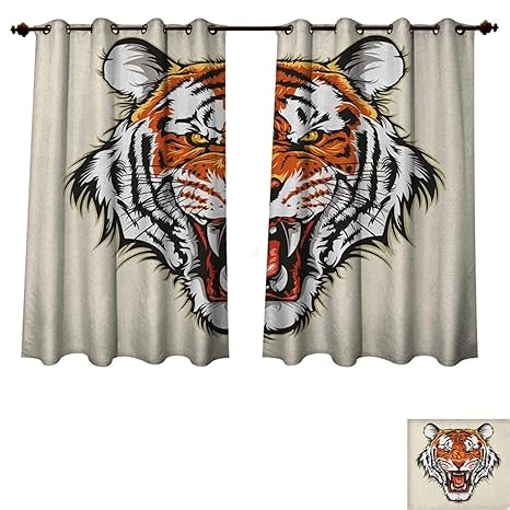 Tiger Blackout Curtains Panels For Bedroom Angry Ready To Attack