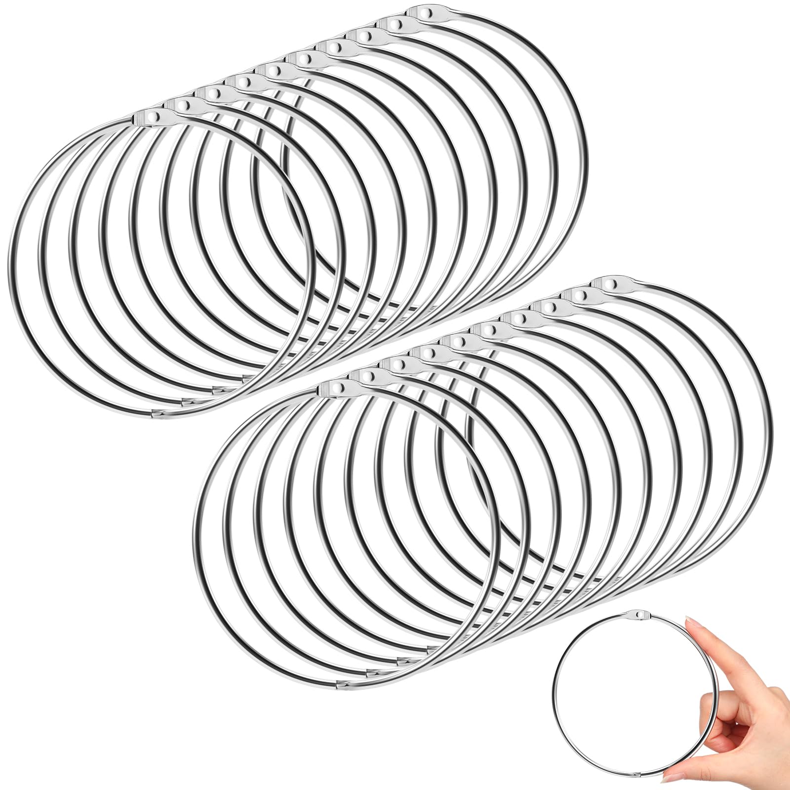 Photo 1 of MorningRo 20 Pack 4 Inch Loose Leaf Binder Rings Extra Large Nickel Plated Steel Book Keychain Key Metal Rings for Home Office Index Cards Receipts Memos Photos Files DIY Craft Supplies