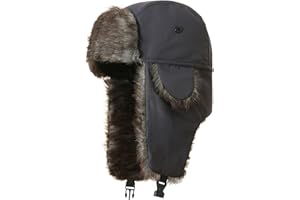 CHXLQQX Ushanka Hat for Men Women Faux Fur Trapper Hat with Ear Flaps, Windproof Waterproof Russian Hats