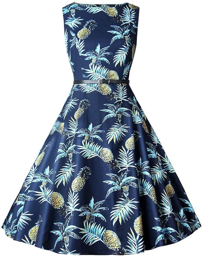 printed high waist and large swing evening dress