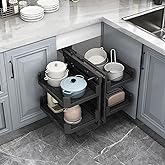 EESHHA Kitchen Organizer Blind Corner Cabinet Pull Out Organizer, Corner Kitchen Cabinet Pull Out Storage Rack Shelf 4 Alumin