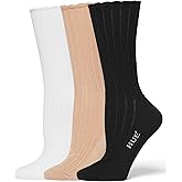 HUE Women's Scalloped Pointelle Sock, Sesame/Ivory/Black, One Size