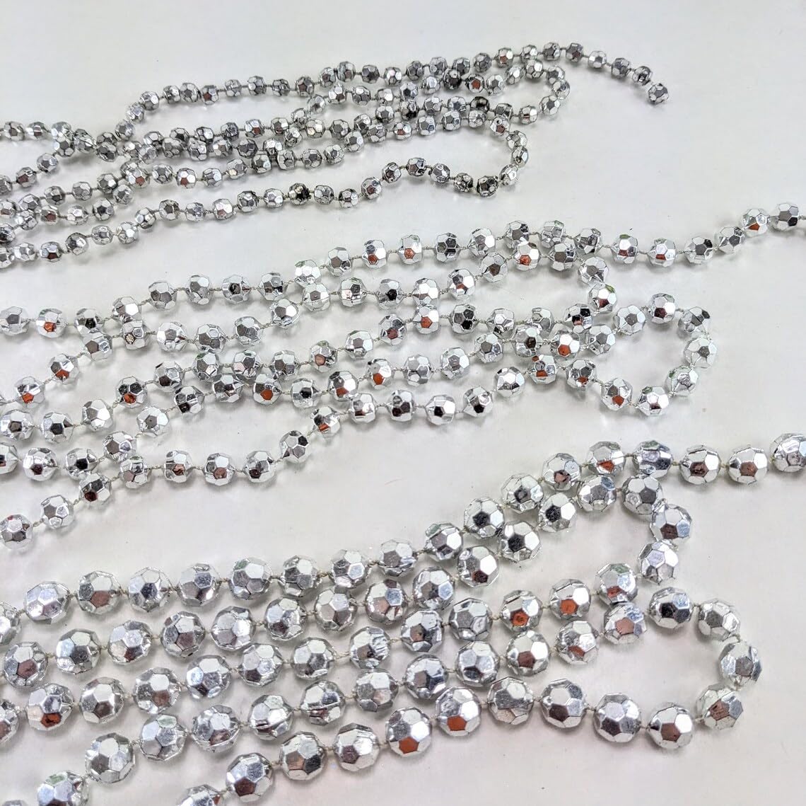 EliteKoopers 5MM Silver Sparkling Faceted Bead Disco Chain Garland for Tree, Stairs, Wedding Decor Art and Craft, Gift Wrap
