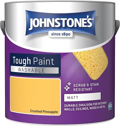 Johnstone's Washable Matt Emulsion Paint Crushed Pineapple 2.5L Stain Resistant