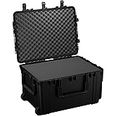 Condition 1 33" Large Rolling Hard Case Model 2152, Lockable Storage Box, IP67 Waterproof Plastic Case Protective Luggage, Camera Tactical Gear, Made in USA, 32.95"x 24.96"x18.74" Black