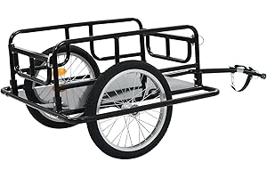 Timoau Bike Cargo Trailer, Bicycle Trailer, Heavy-Duty Bike Wagon Cart, Foldable Compact Storage with Hitch, Tow Behind Utility Cargo Trailer for Stuff, Groceries, Luggage, Tools, 110 lbs Max Load