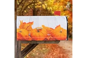 FGSS Fall-Pumpkins Autumn-Leaf Magnetic-Mailbox-Cover Harvest Thanksgiving Post-Letterbox-Cover Wrap Outdoor Garden Decor 21×18"