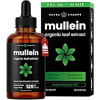 Organic Mullein Leaf Extract for Lungs - 4 Fl Oz - Herbal Tincture for Lung Cleanse & Flush - Natural Mullein Tea Alternative